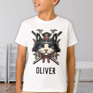 Weiser Samurai-Kriegerkatze Personalisiert T-Shirt