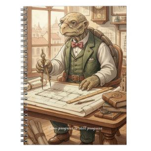 Weiser Schildkröten-Architekt Vintage-Aquarell Aka Notizblock
