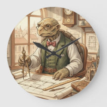 Weiser Schildkröten-Architekt Vintage-Büro-Wanduhr