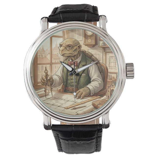 Weiser Schildkröten-Architekt Vintage Kunstuhr Armbanduhr (Vorderseite)