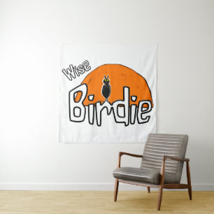Weiser Vögelchen-Teppich Wandteppich