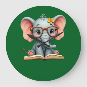 Weises Baby-Elefant Große Wanduhr