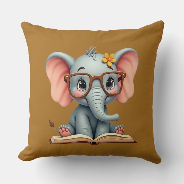 Weises Baby-Elefant Kissen (Vorderseite)