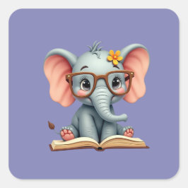 Weises Baby-Elefant Quadratischer Aufkleber