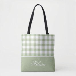 Weises Grün-Gingham | personalisiert