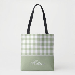 Weises Grün-Gingham   personalisiert