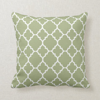 Weises Grün Quatrefoil Marokkaner-Muster Kissen