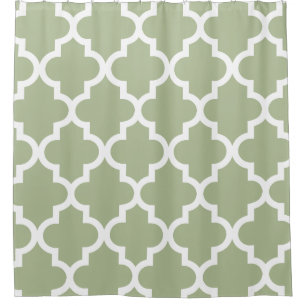 Weises Grün Quatrefoil Muster Duschvorhang
