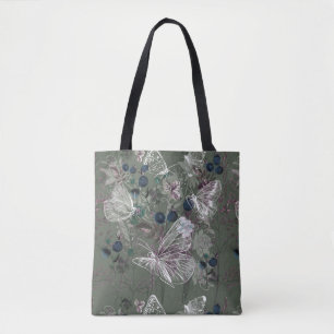 Weises Grün-Schmetterlings-BlumenTaschen-Tasche