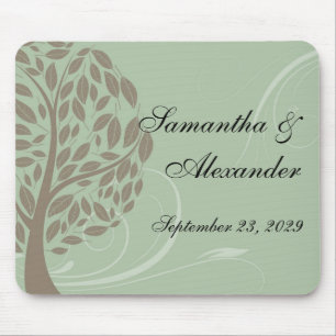 Weises Grün und weicher Brown Stylized Öko-Baum Mousepad