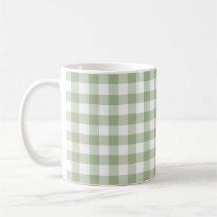 Weises Grün-und Weiß-Gingham überprüftes Muste Tasse