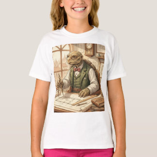 Weises T-Shirt mit Vintage-Architekten-Schildkröte