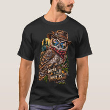 Weises und Wildes Eulen-Wanderer-Grafik-T-Shirt