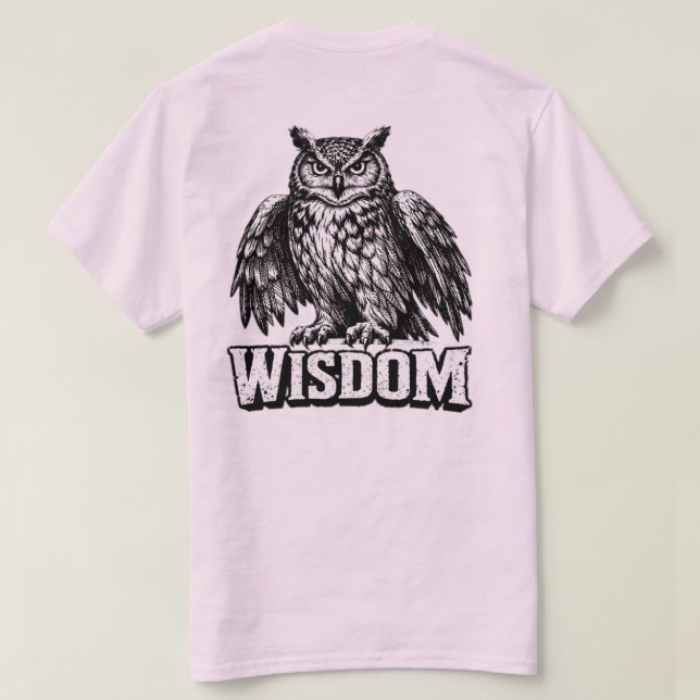 „Weisheit“-Eulen-Grafik-T-Shirt – Vintage-Wissen  T-Shirt (Design Rückseite)