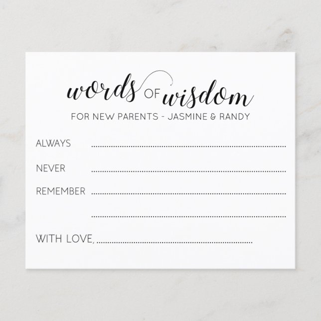 Weisheit Neue Eltern Ratschläge Kinderdusche (Vorderseite)