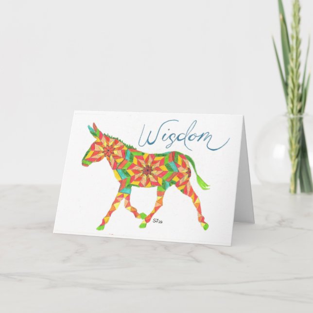 Weisheit Quilt Mule von Sherry Jarvis Faltkarte Karte (Vorderseite)