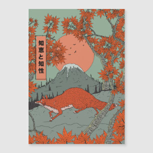 Weisheit und Intelligenz Vintage japanische Fuchs- Magnetkarte