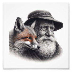 Weisheit & Wild: Ältere Menschen mit Fox Wall Art Fotodruck