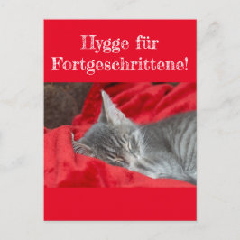 Weisheiten & Spaß Hygge ..! Katze schläft auf rot Postkarte