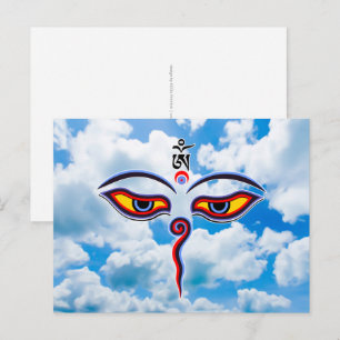Weisheitsaugen des Buddha - Bodhnath Tempel Augen Postkarte