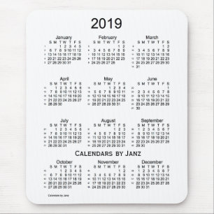 Weiß 2019 52 Wochen-Kalender durch Janz Mousepad