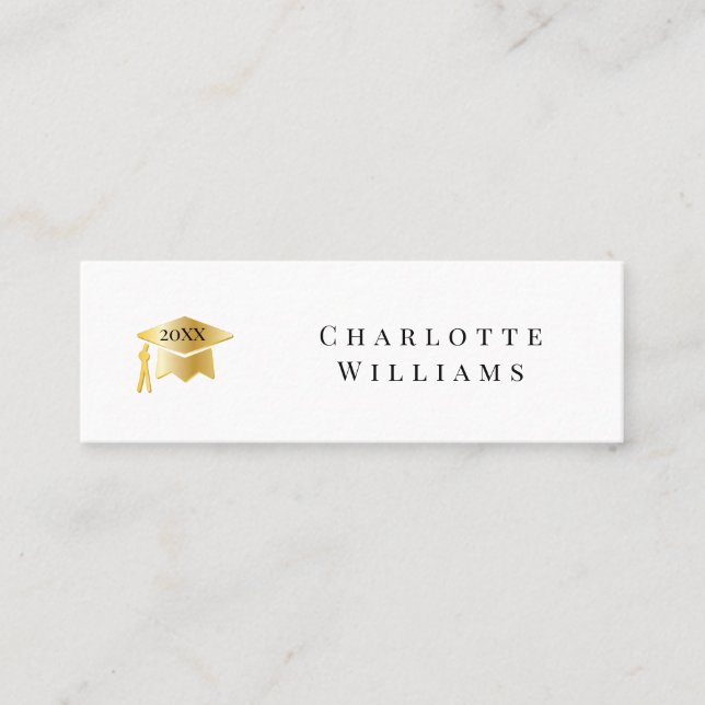 Weiß 2025 | Abschluss-Einsteckkarte Gold Grad Mini Visitenkarte (Vorderseite)