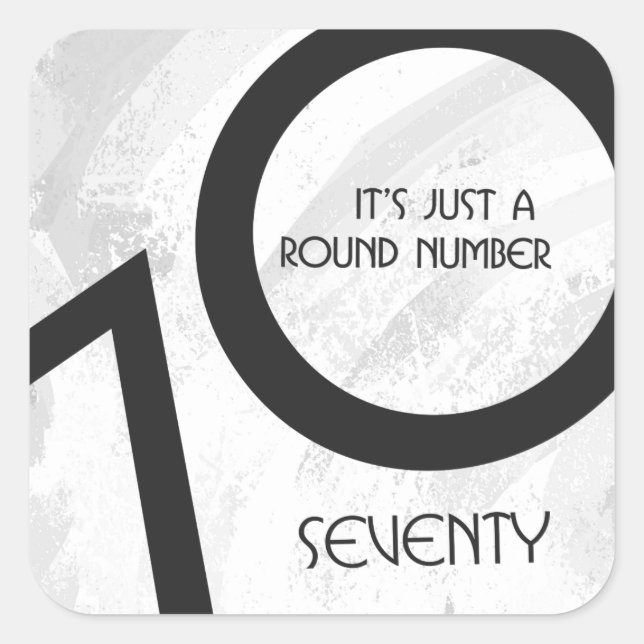 Weiß 70 Jahrzehnt Geburtstag Quadratischer Aufkleber (Vorderseite)