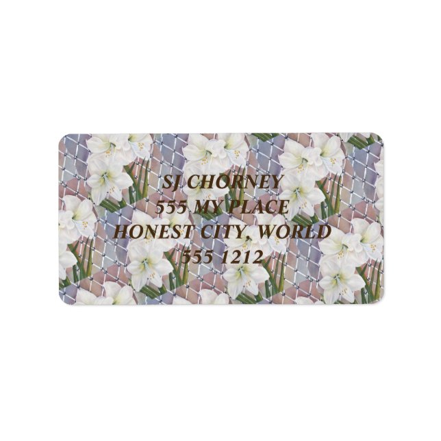 WEISS AMARYLLIS FLORAL ADRESSAUFKLEBER (Vorne)