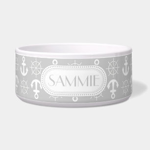 Weiß-Anker-Rad-Seemonogramm lt-Gray   Napf