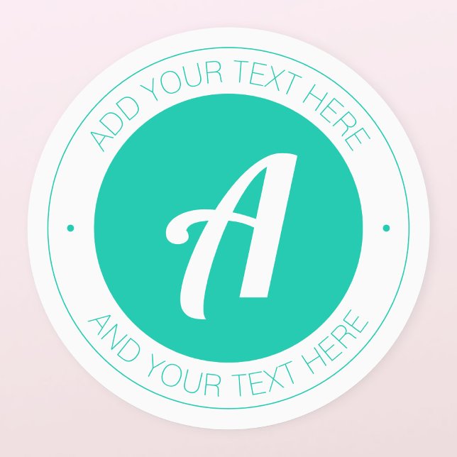 Weiß & Aqua Green Monogram oder Logo hinzufügen Wa Etiketten (Von Creator hochgeladen)