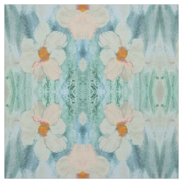 Weiß, Aquamarin und Gold Stoff (Muster)