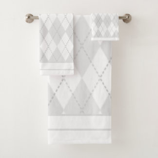 Weiß Argyle Badhandtuch Set