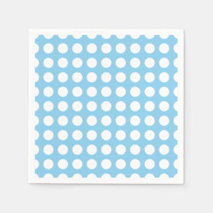 Weiß auf Baby Blue Large Horiz. Polka Dots Paper Serviette