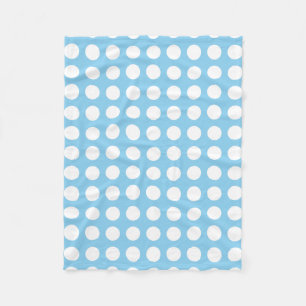 Weiß auf Baby Blue Large HorizontalPolka Dots Fleecedecke