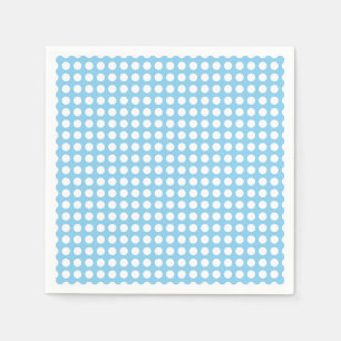 Weiß auf Baby Blue Medium Horiz. Polka Dots Paper Serviette