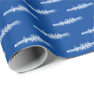 Weiß auf Blau Rudern Ruderer Crew Team Wassersport Geschenkpapier