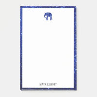 Weiß auf Blue Imitats Glitzer Elephant & Border, N