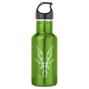 Weiß auf Grün Stammeshirschschädel Jagd-Design Edelstahlflasche