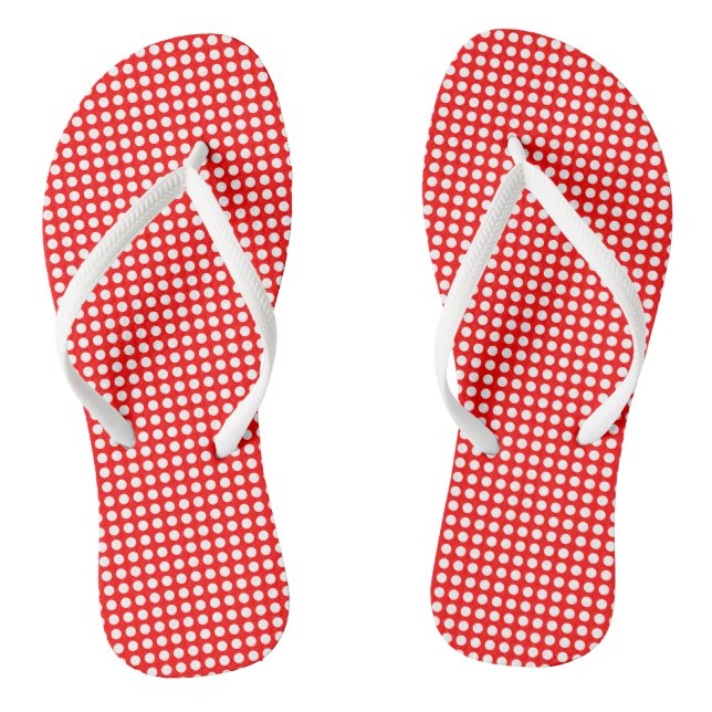 Weiß auf kleinen roten Polka-Punkten, horizontal Flip Flops (Fußbett)