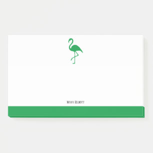 Weiß auf leuchtend grüne Flamingo und Grenze mit d Post-it Klebezettel