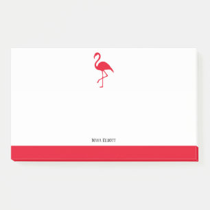 Weiß auf leuchtend rotem Flamingo und Grenze mit d Post-it Klebezettel