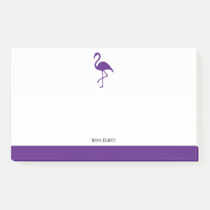 Weiß auf Lila Flamingo und Grenze mit dem Namen Post-it Klebezettel