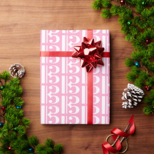 Weiß auf Nelkenrosa Musik Tenor/Alt-Schlüssel Geschenkpapier