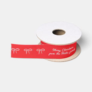 Weiß auf Red Simple Bow Message and Name Text Satinband