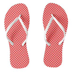 Weiß auf Red Small Size Polka Dots Flip Flops