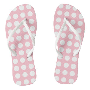 Weiß auf rosa Große horizontale Polka-Punkte Flip Flops