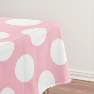 Weiß auf rosa große Polka-Punkte Tischdecke