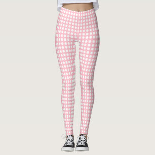 Weiß auf rosa Kleine, horizontale Polka-Punkte Leggings
