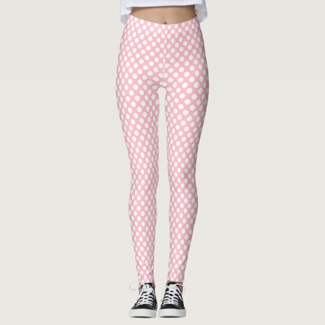 Weiß auf rosa kleine Polka-Punkte Leggings