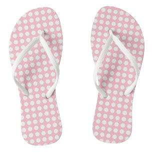 Weiß auf rosa mittelgroße, horizontale Polka-Punkt Flip Flops